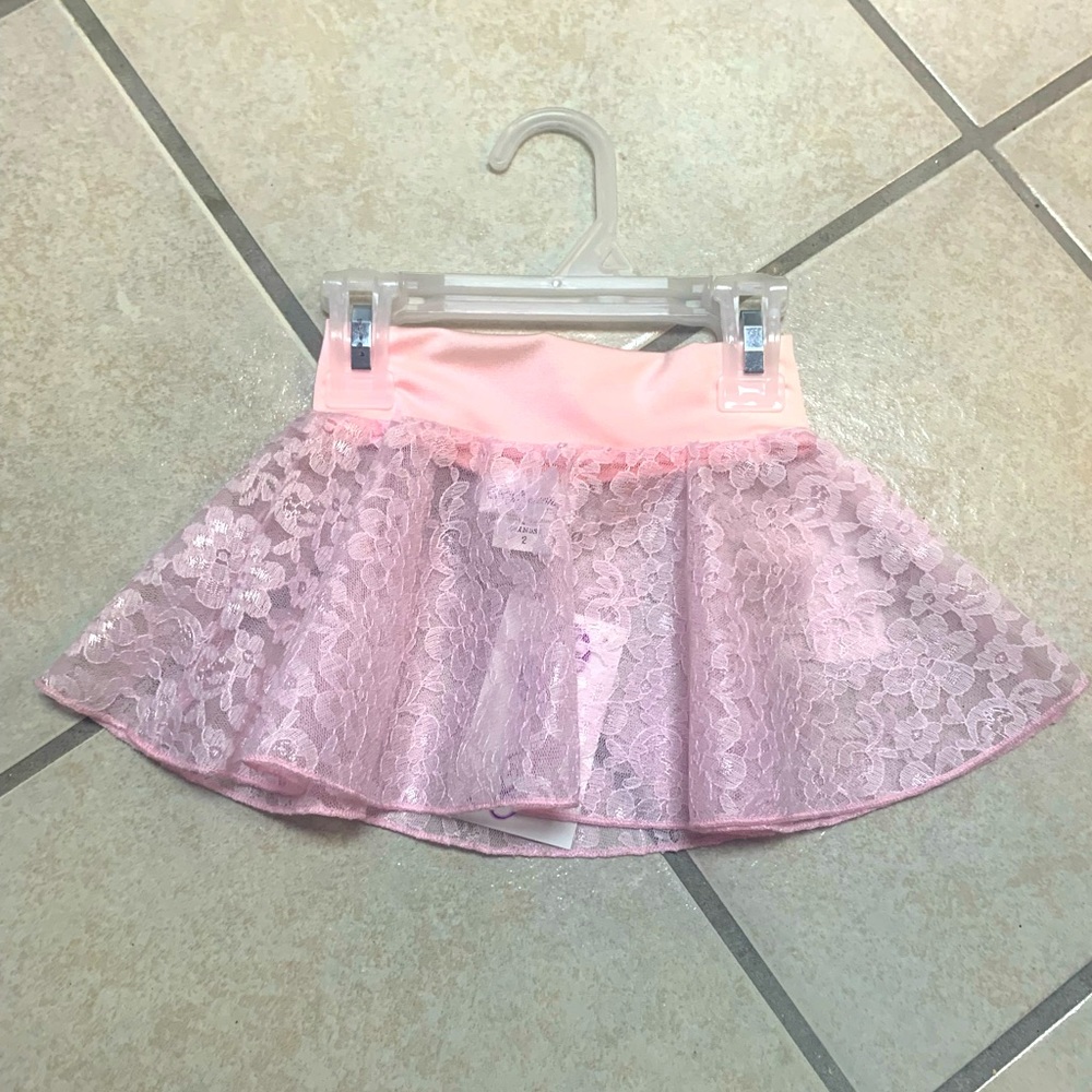Childs Size 2 or 8 Pink Lace Elastic Waist Ballet Dance Skirt NWT !